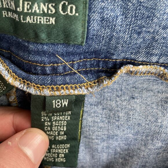 VTG Lauren Jeans LRL Denim Skirt Womens sz 18W Black Midi Aline Hong Kong READ - Picture 6 of 15